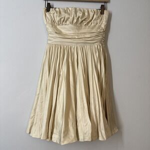 Y2K Strapless Cream Party Dress Homecoming Coquette Glam Vintage